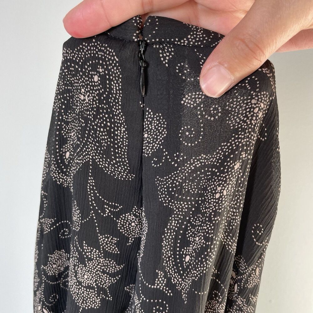 Evan-Picone Vintage Cottagcore Midi Skirt Floral Print Flowy Black Women's 6 - Picture 9 of 11